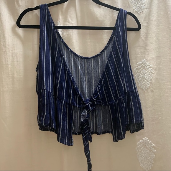 PacSun Peplum Tie-Back Cropped Tank Top - Picture 2 of 10